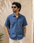 Abstract Indigo Print Men's Cotton Shirt