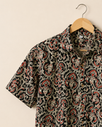 Black Kalamkari Print Men's Cotton Shirt