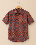 Rust Red Ajrak Print Cotton Shirt