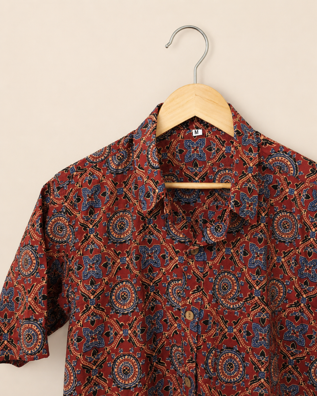 Rust Red Ajrak Print Cotton Shirt