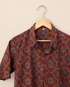 Rust Red Ajrak Print Cotton Shirt