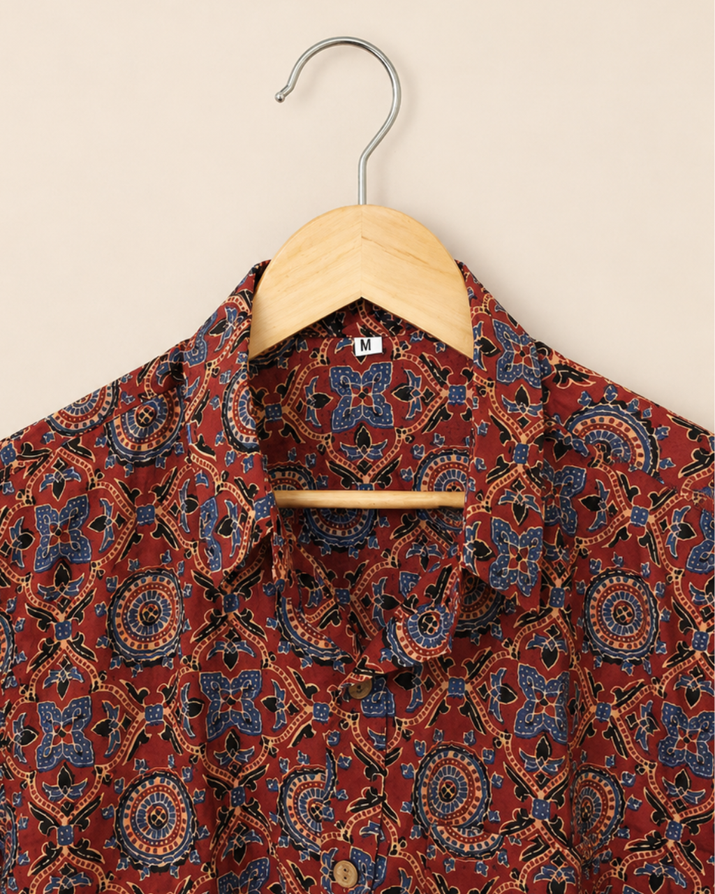 Rust Red Ajrak Print Cotton Shirt