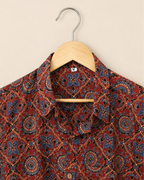 Rust Red Ajrak Print Cotton Shirt
