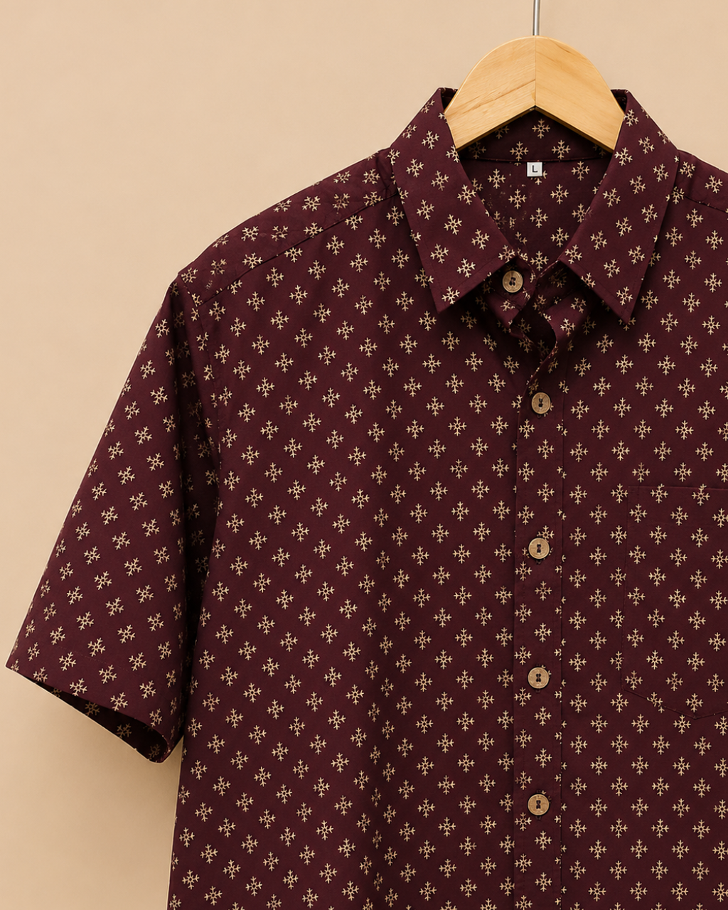 Maroon Printed Men's Cotton Shirt