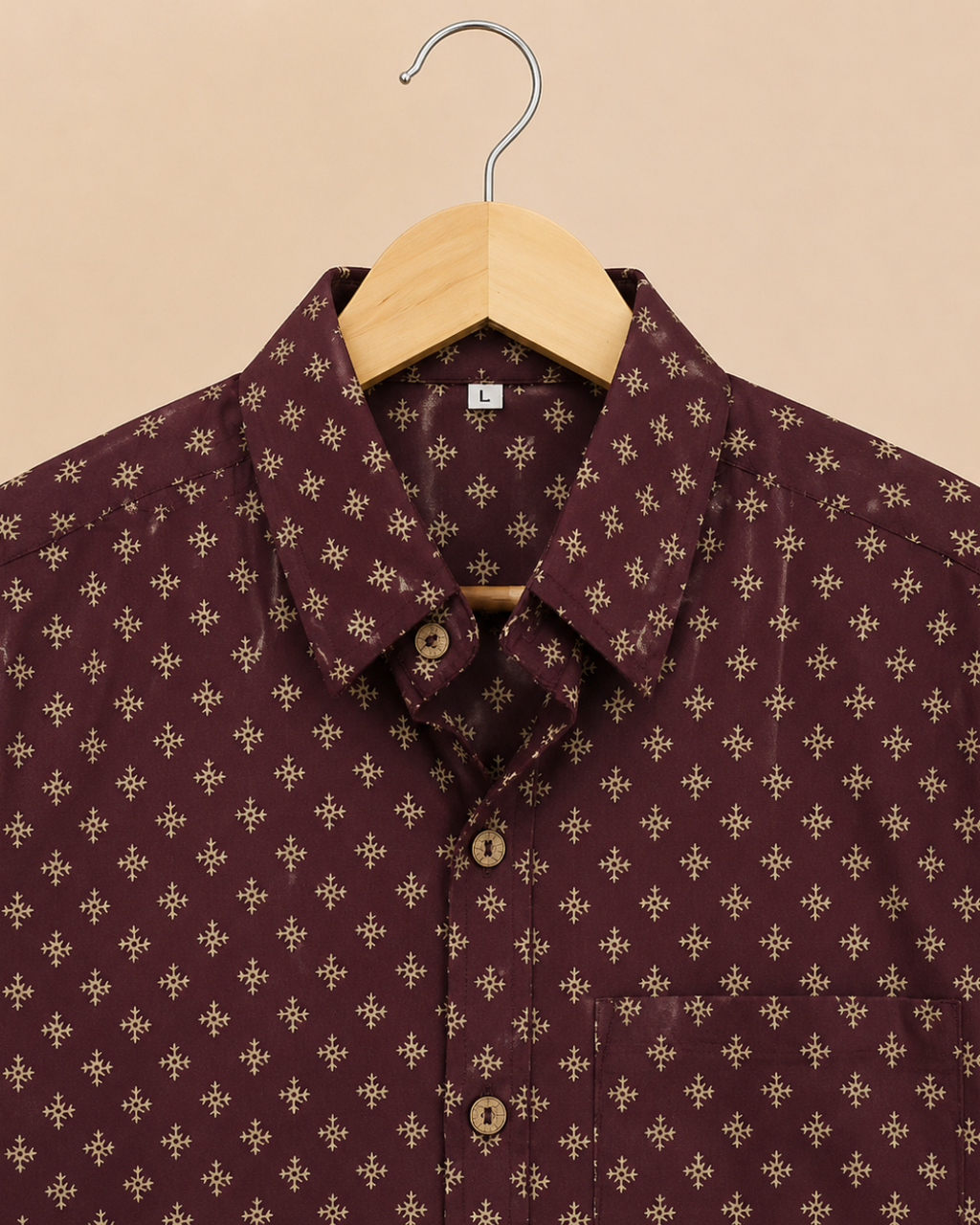 Maroon Printed Men's Cotton Shirt