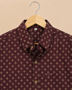 Maroon Printed Men's Cotton Shirt