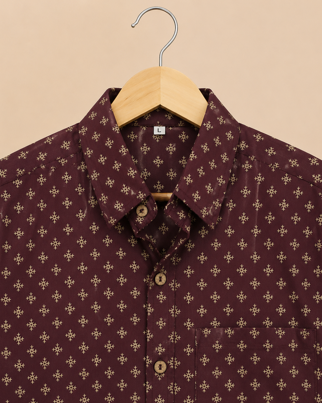 Maroon Printed Men's Cotton Shirt