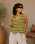 Mehandi Green Cotton Waistcoat