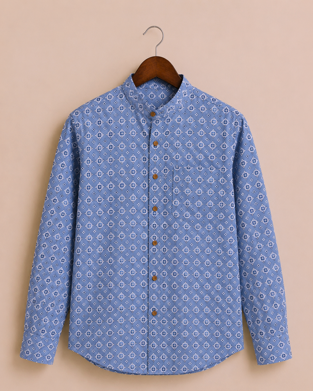 Purple Printed Full Sleeves Cotton Shirt