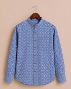 Purple Printed Full Sleeves Cotton Shirt