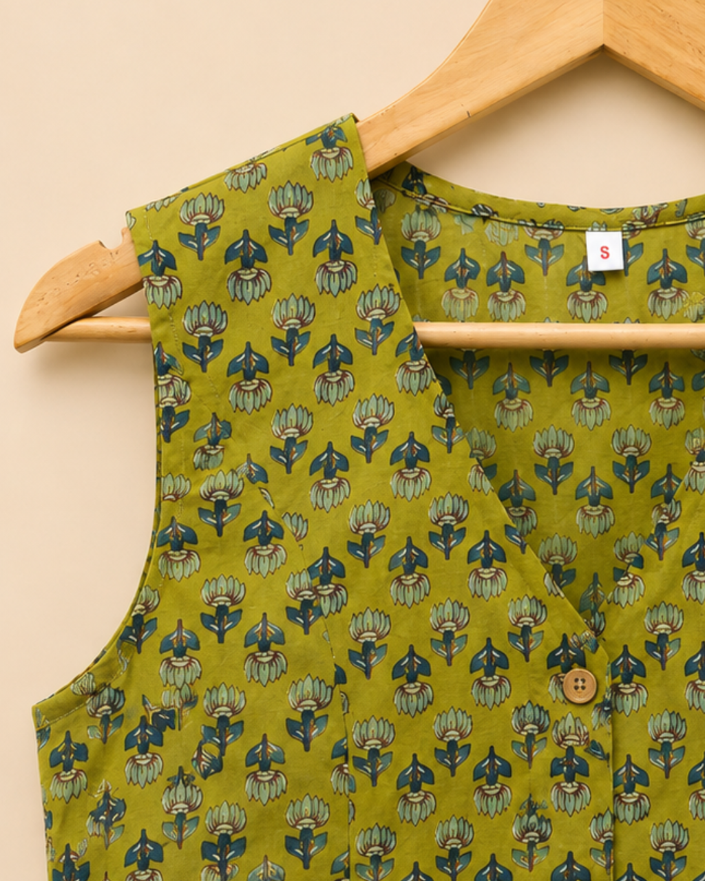 Mehandi Green Cotton Waistcoat