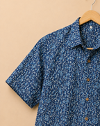 Abstract Indigo Print Men's Cotton Shirt