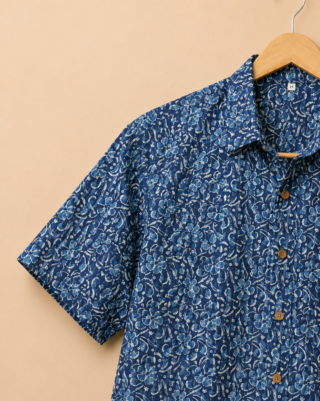 Abstract Indigo Print Men's Cotton Shirt