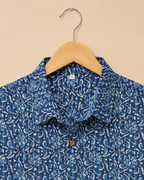 Abstract Indigo Print Men's Cotton Shirt