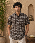 Cocoa Brown Elephant Print Cotton Shirt