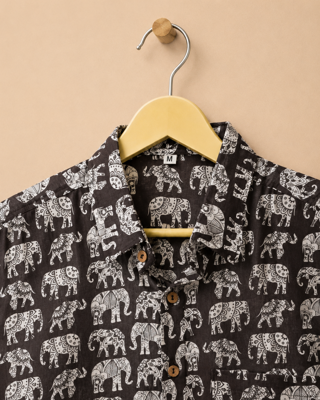 Cocoa Brown Elephant Print Cotton Shirt