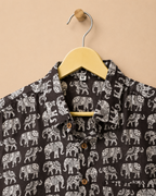Cocoa Brown Elephant Print Cotton Shirt