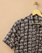 Cocoa Brown Elephant Print Cotton Shirt