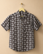 Cocoa Brown Elephant Print Cotton Shirt