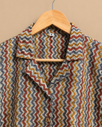 Red Chevron Print Women's Crop Shirt