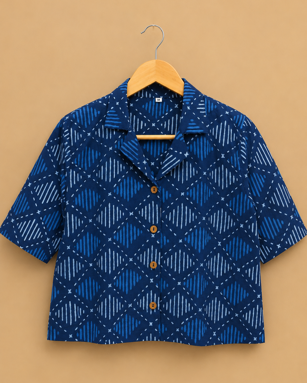 Indigo Printed Women's Crop Shirt
