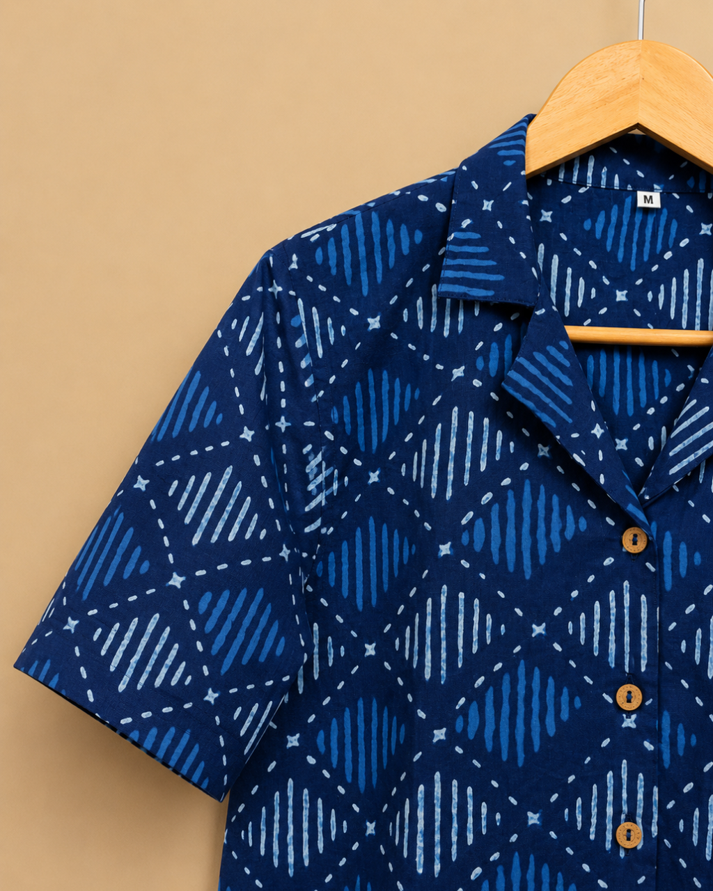 Indigo Printed Women's Crop Shirt