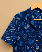 Indigo Printed Women's Crop Shirt