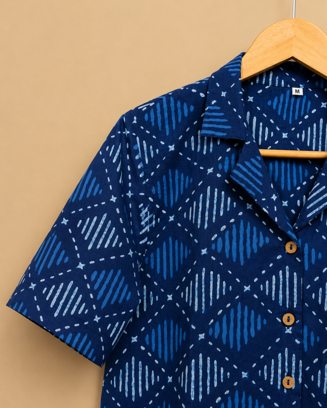 Indigo Printed Women's Crop Shirt