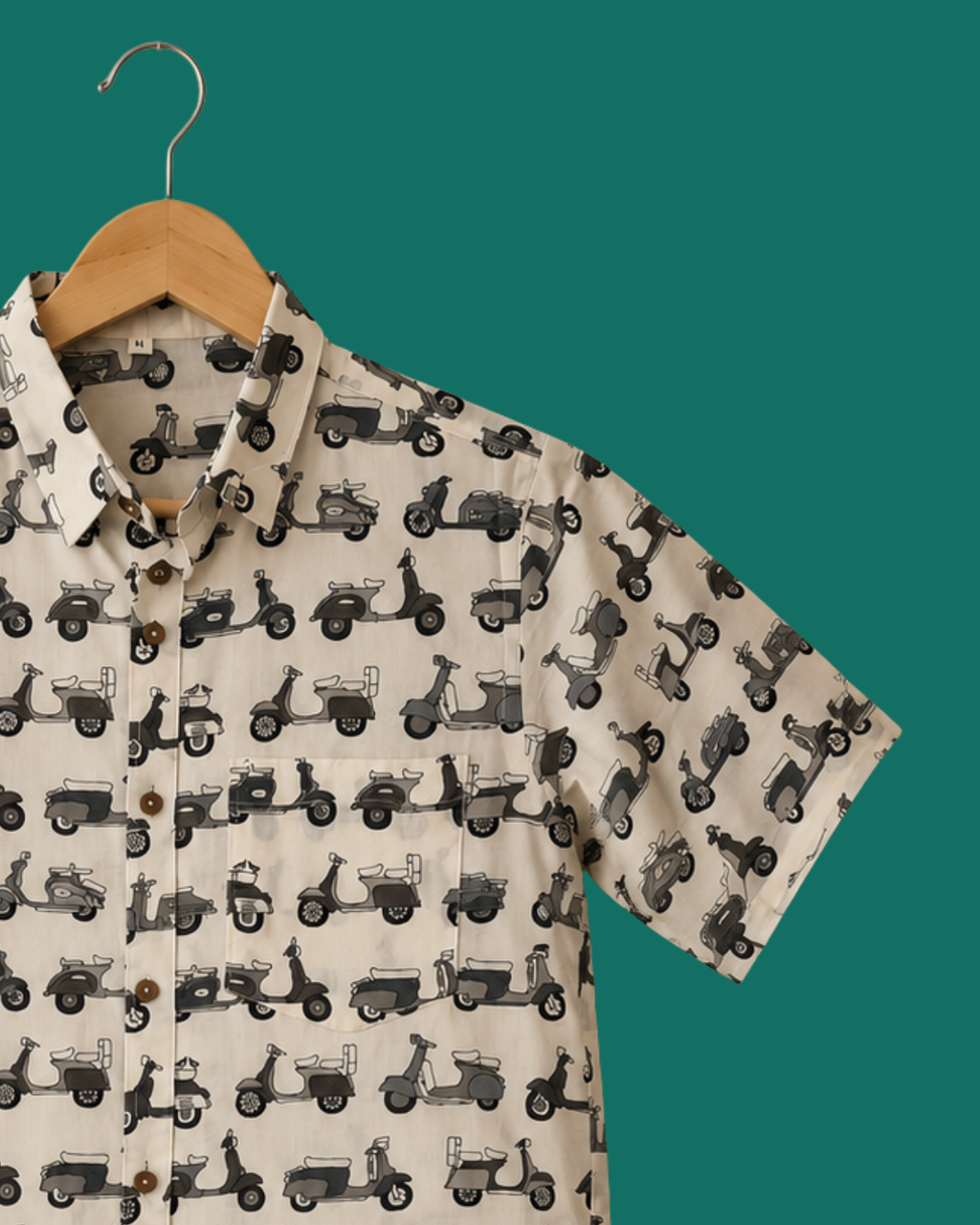 Monochrome Scooter Printed Cotton Shirt
