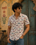 Colorful Vintage Car Pattern Cotton Shirt