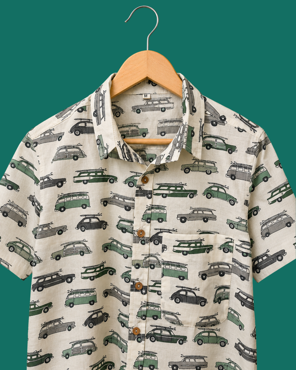 Monochrome Vintage Car Printed Shirt