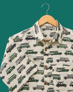Monochrome Vintage Car Printed Shirt