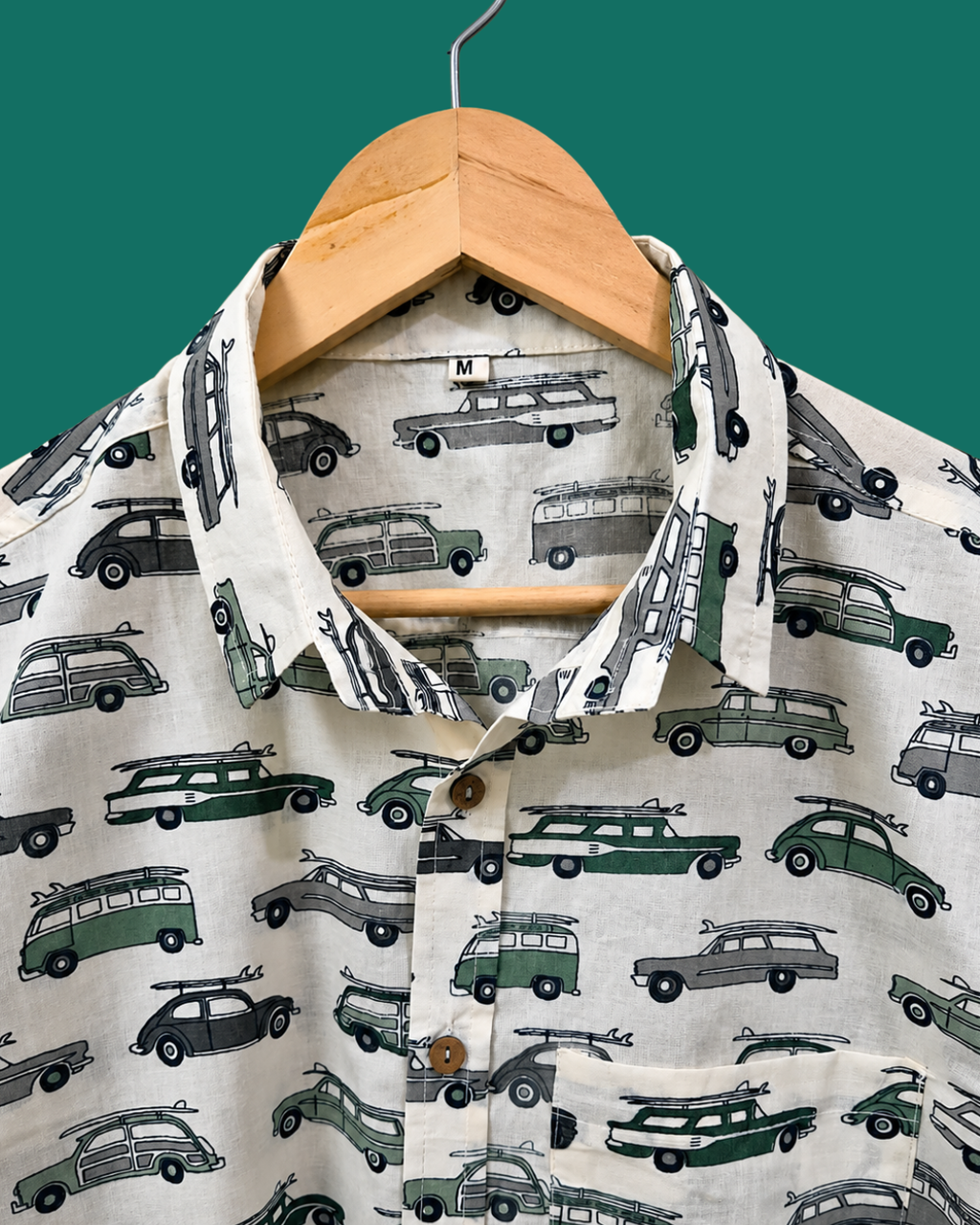 Monochrome Vintage Car Printed Shirt