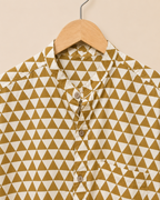 Yellow Geometric Print Full Sleeves Cotton Shirt