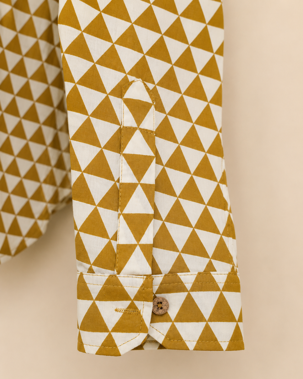 Yellow Geometric Print Full Sleeves Cotton Shirt