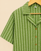 Green Printed Women's Crop Shirt
