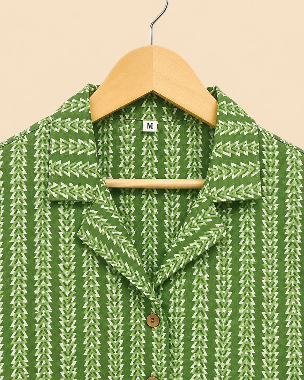 Green Printed Women's Crop Shirt