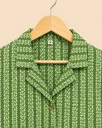 Green Printed Women's Crop Shirt