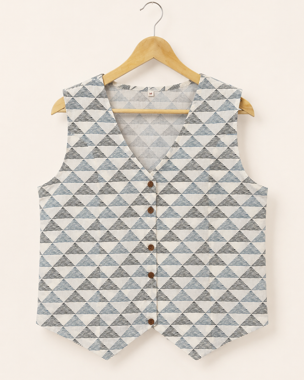 White Printed Cotton Waistcoat