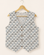 White Printed Cotton Waistcoat