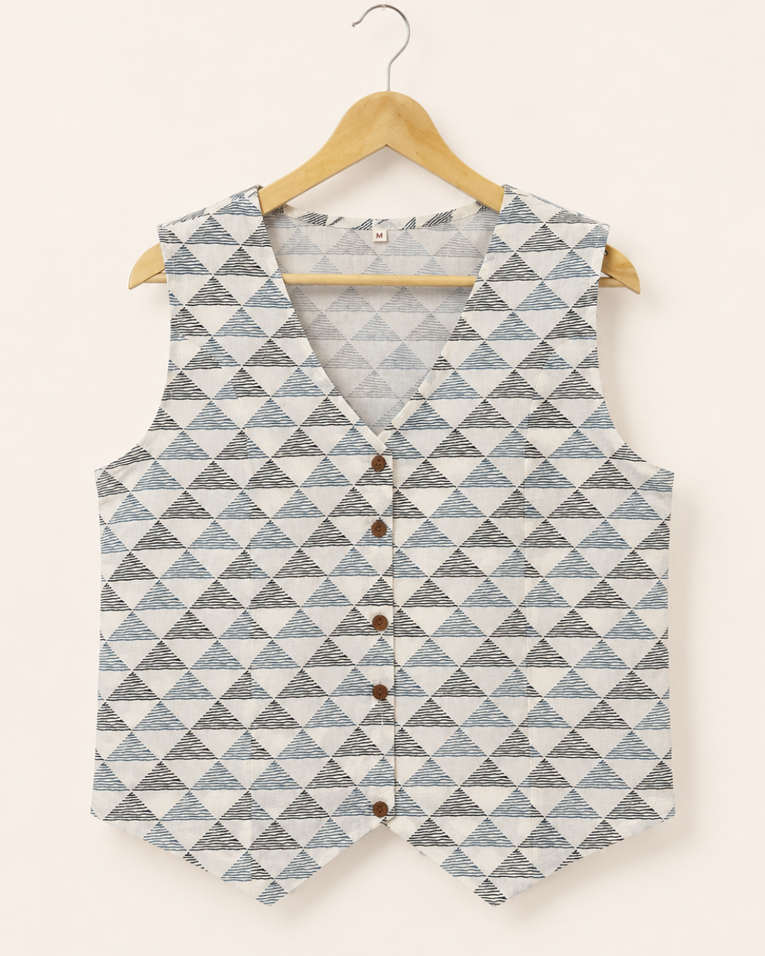 White Printed Cotton Waistcoat