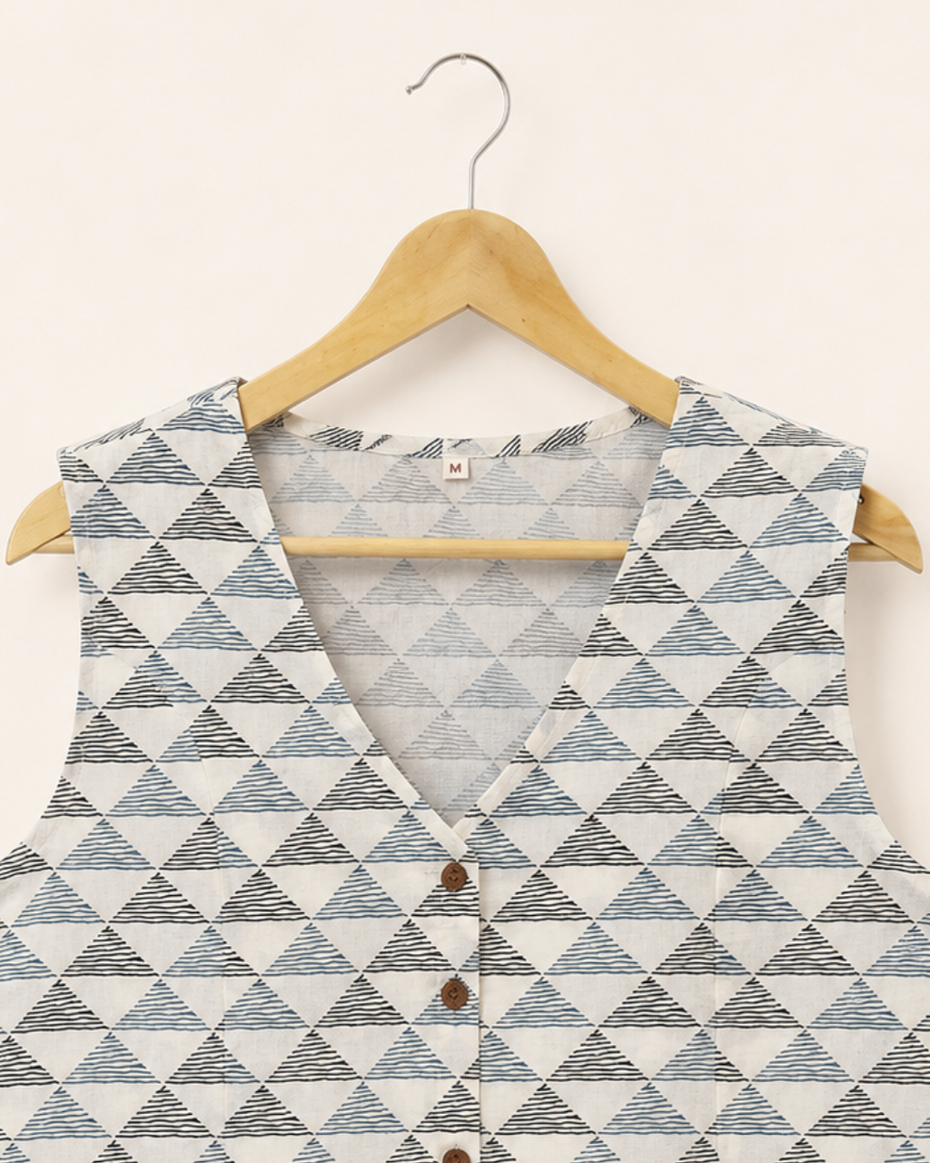 White Printed Cotton Waistcoat