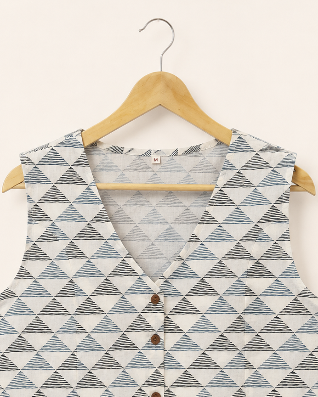 White Printed Cotton Waistcoat