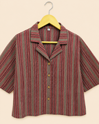 Brown-Red Women's Printed Crop Shirt