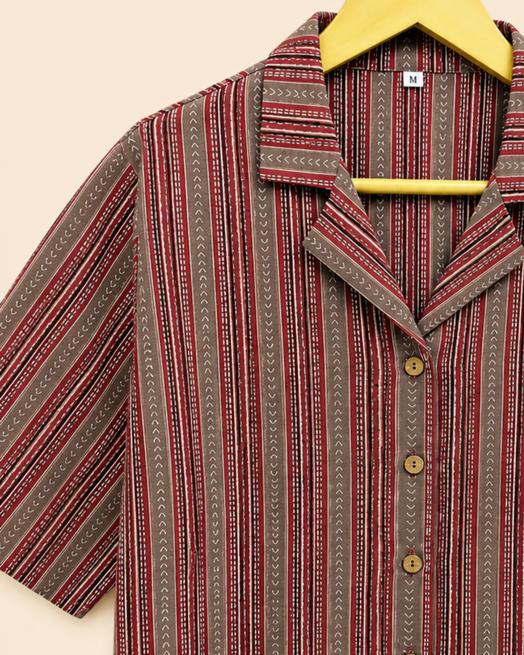 Brown-Red Women's Printed Crop Shirt