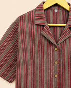 Brown-Red Women's Printed Crop Shirt