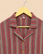 Brown-Red Women's Printed Crop Shirt