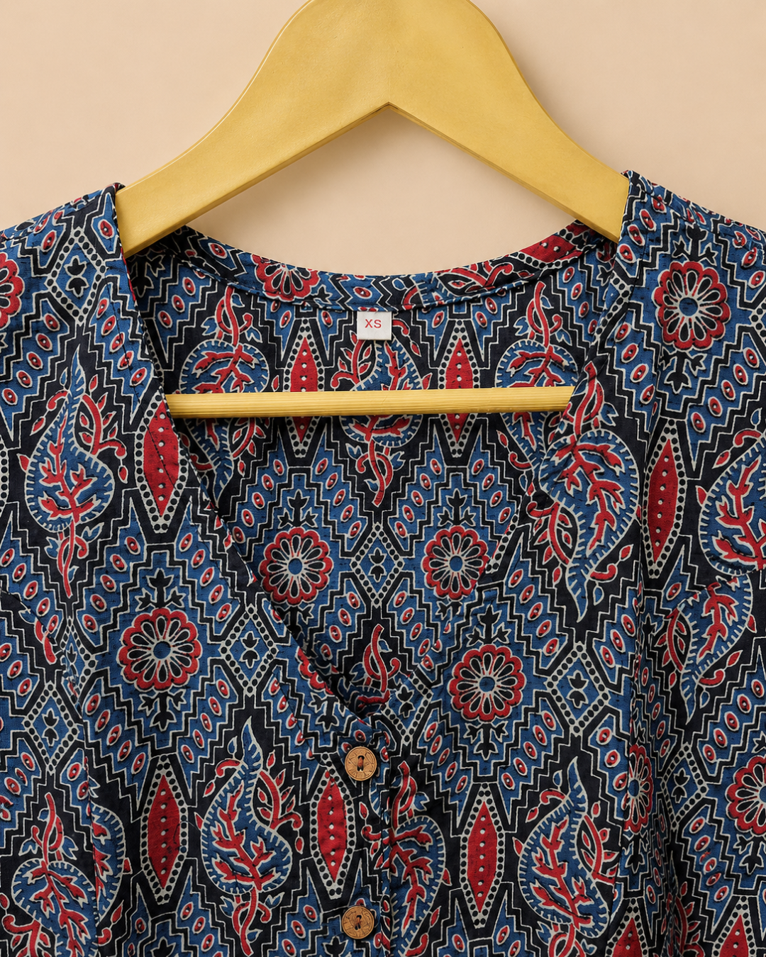 Ajrak Print Women's Cotton Waistcoast