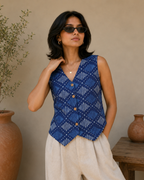 Indigo Printed Women's Waistcoat