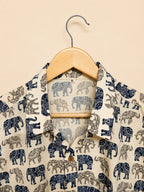 Blue & Grey Elephant Print Cotton Shirt